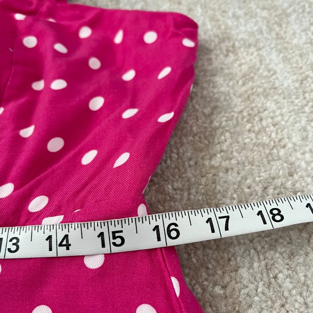 Draper James RSVP Sleeveless Smocked Back Midi Dress L Pink Polka Dot - Picture 7 of 11